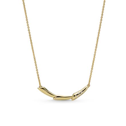 Κολιέ  με επίστρωση χρυσού 14Κ με κυβ. ζιρκόνια, λουλούδι