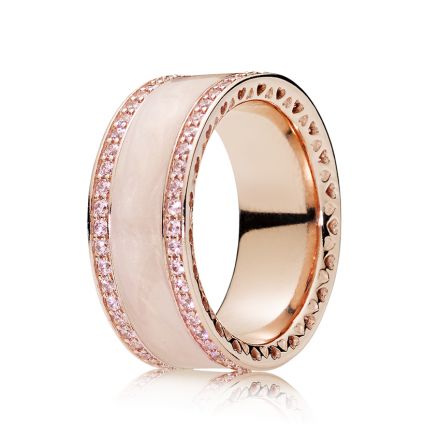 Δαχτυλίδι 14K rose gold-plated με ροζ κυβική ζιρκόνια και ζαχαρί σμάλτο