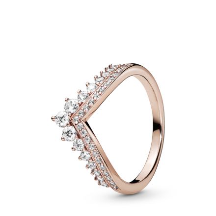 Δαχτυλίδι με διαφ. κυβ. ζιρκόνια 14K rose gold-plated, τιάρα wishbone