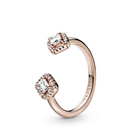 Δαχτυλίδι 14K rose gold-plated ανοιγόμενο με διαφ. κυβ. ζιρκόνια