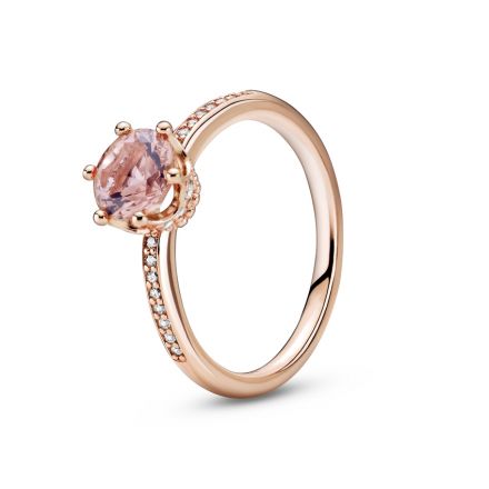Δαχτυλίδι 14K rose gold-plated με κρύσταλλα & κυβ. ζιρκόνια, κορώνα