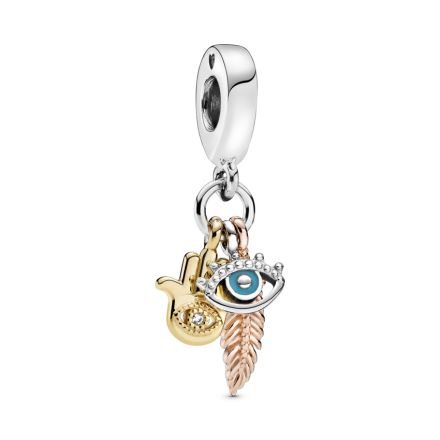 Κρεμαστό ασ. 925,  με επίστρωση χρυσού 14Κ & 14K rose gold-plated με κυβ. ζιρκόνια & σμάλτο