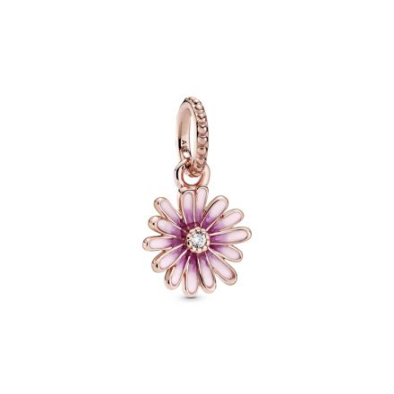 Κρεμαστό 14K rose gold-plated με κυβ. ζιρκόνια & σμάλτο, μαργαρίτα