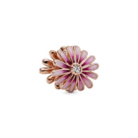 Σύμβολο 14K rose gold-plated με κυβ. ζιρκόνια & σμάλτο, μαργαρίτα