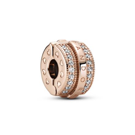 Κλιπ 14K rose gold-plated με κυβ. ζιρκόνια και σιλικόνη, λογότυπο PANDORA