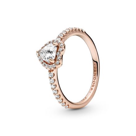 Δαχτυλίδι 14K rose gold-plated με κυβική ζιρκόνια, καρδιά