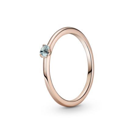 Δαχτυλίδι 14K rose gold-plated με απαλό aqua blue κρύσταλλο