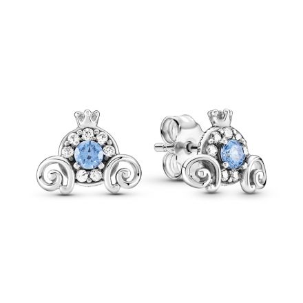Σκουλαρίκια ασ. 925 με κυβική ζιρκόνια, Disney Cinderella, τιάρα κολοκύθα