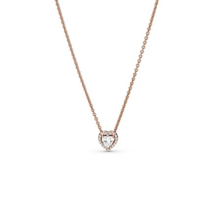 Κολιέ 14K rose gold-plated με κυβική ζιρκόνια, καρδιά