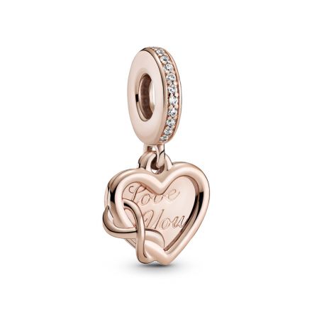 Κρεμαστό 14K rose gold-plated με κυβική ζιρκόνια, καρδιά και άπειρο