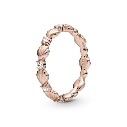 Δαχτυλίδι 14K rose gold-plated με κυβική ζιρκόνια, κοχύλι