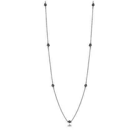 Αλυσίδα λαιμού οξ. ασ. 925 με χρ. Κ14, με μαύρο spinel