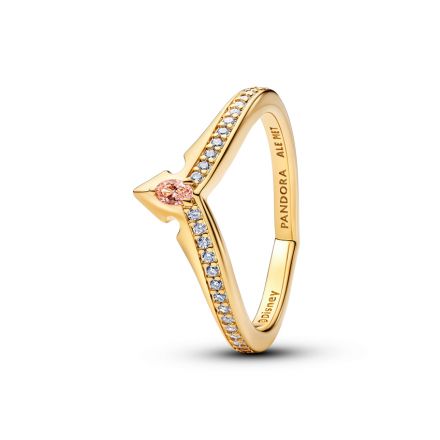 Δαχτυλίδι με επίστρωση χρυσού 14K με ροζ & λευκή κυβική ζιρκόνια, Disney Aurora