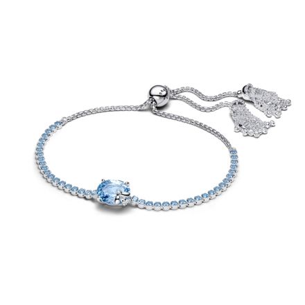 Βραχιόλι ασ. 925 με μπλε κρύσταλλο & λευκή κυβική ζιρκόνια, Bee