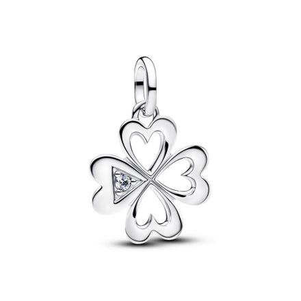 Μενταγιόν ασ. 925 με διάφανη κυβική ζιρκόνια, τριφύλλι