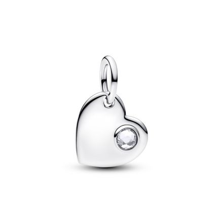 Κρεμαστό σύμβολο ασ. 925 με λευκή κυβική ζιρκόνια, χαρασσόμενη καρδιά