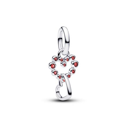 Κρεμαστό σύμβολο ασ. 925 με κόκκινο κρύσταλλο , συνδεδεμένες καρδιές