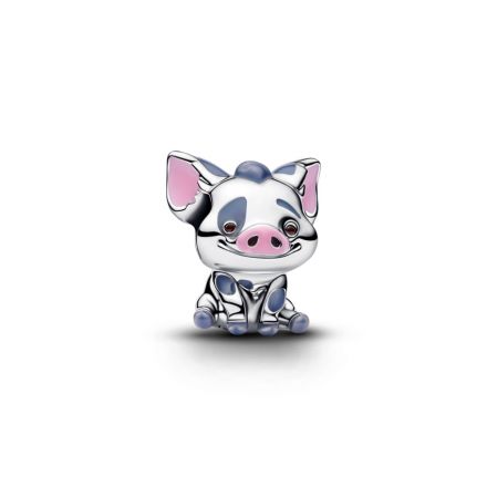 Σύμβολο ασ. 925 με ροζ, γκρι και καφέ σμάλτο, Disney Moana Pua the pig